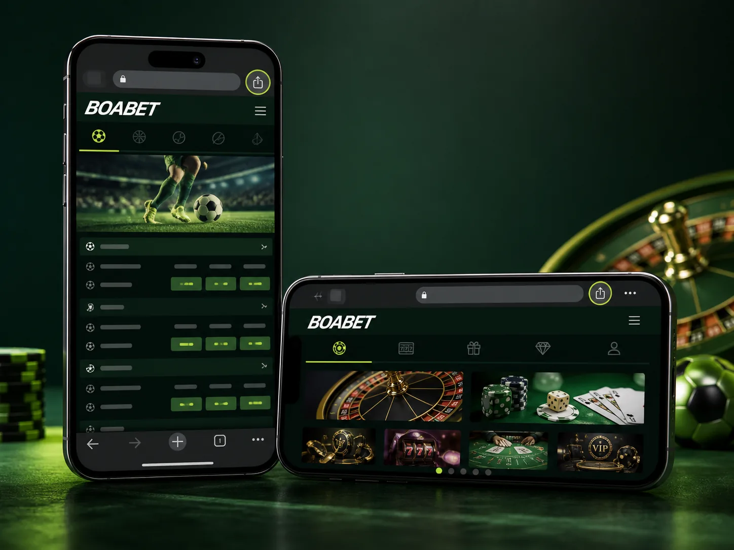 BoaBet sport- és kaszinófelület mobilböngészőben